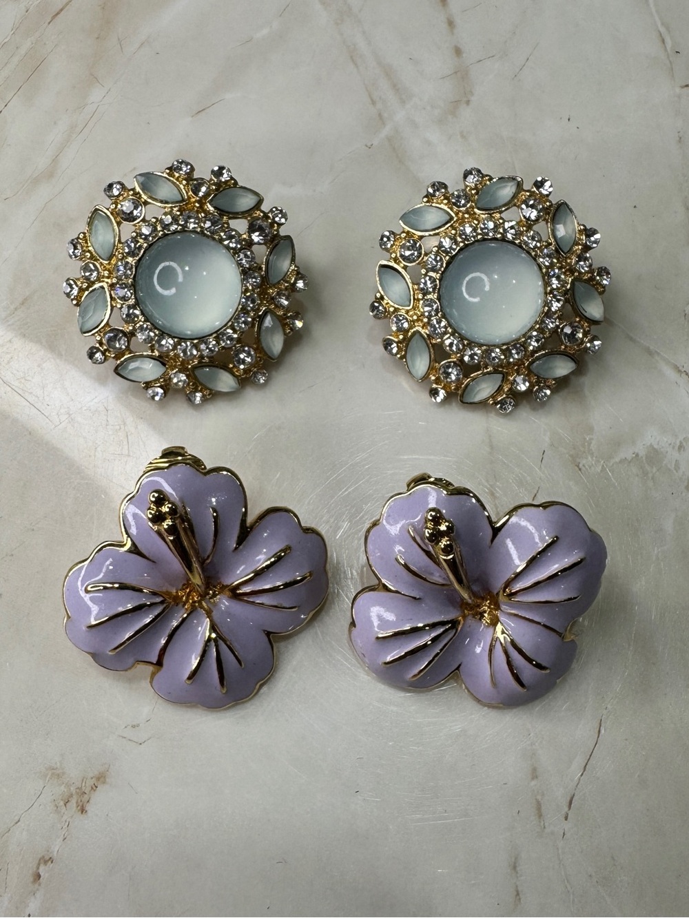 Elegant Lavender Floral Clip-On Earrings - Set of 2
